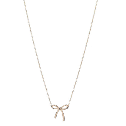 Tiffany 18K Rose Gold Mini Bow Pendant Necklace 1 of 6