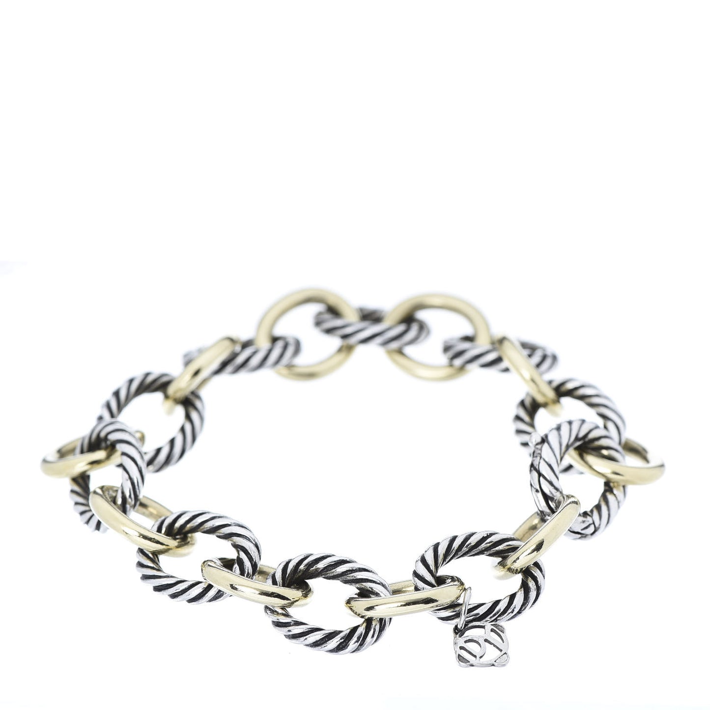 Sterling Silver 18K Yellow Gold 12mm Large Oval Link Bracelet