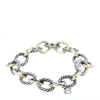 David Yurman Sterling Silver 18K Yellow Gold 12mm Large Oval Link Bracelet 5 of 5