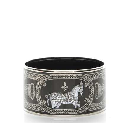 Hermes Enamel Printed Grand Apparat Extra Wide Bracelet 62 Black 3 of 6