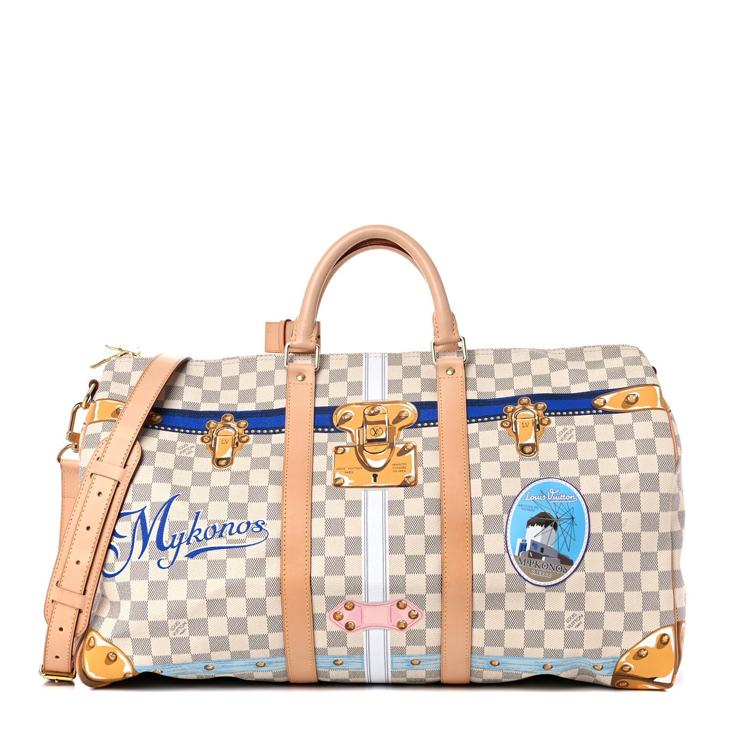 Louis Vuitton Damier Azur Summer Trunks Mykonos Keepall Bandouliere 50 1 of 22