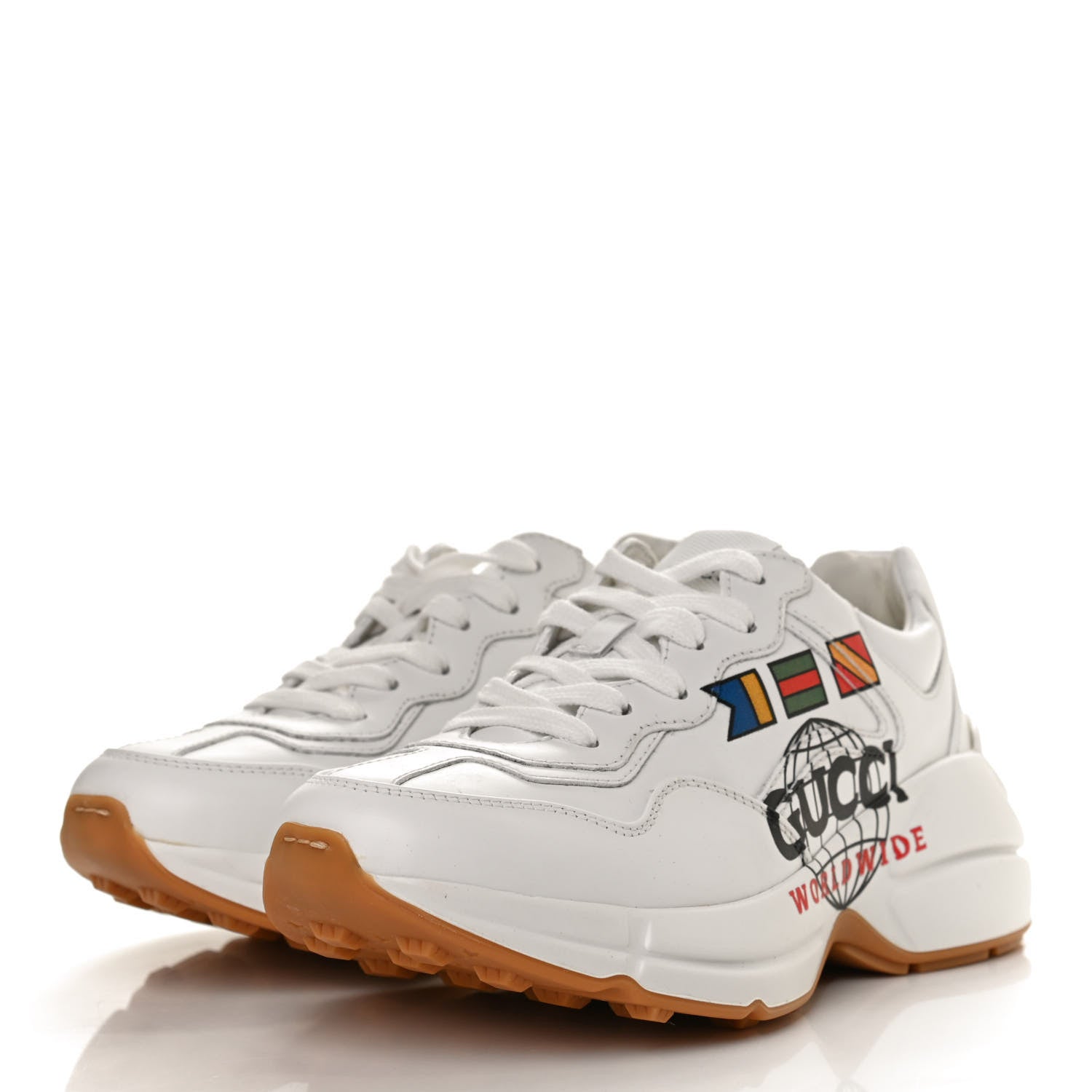 Gucci Calfskin Worldwide Womens Rhyton Sneakers 35.5 Great White 3 of 10