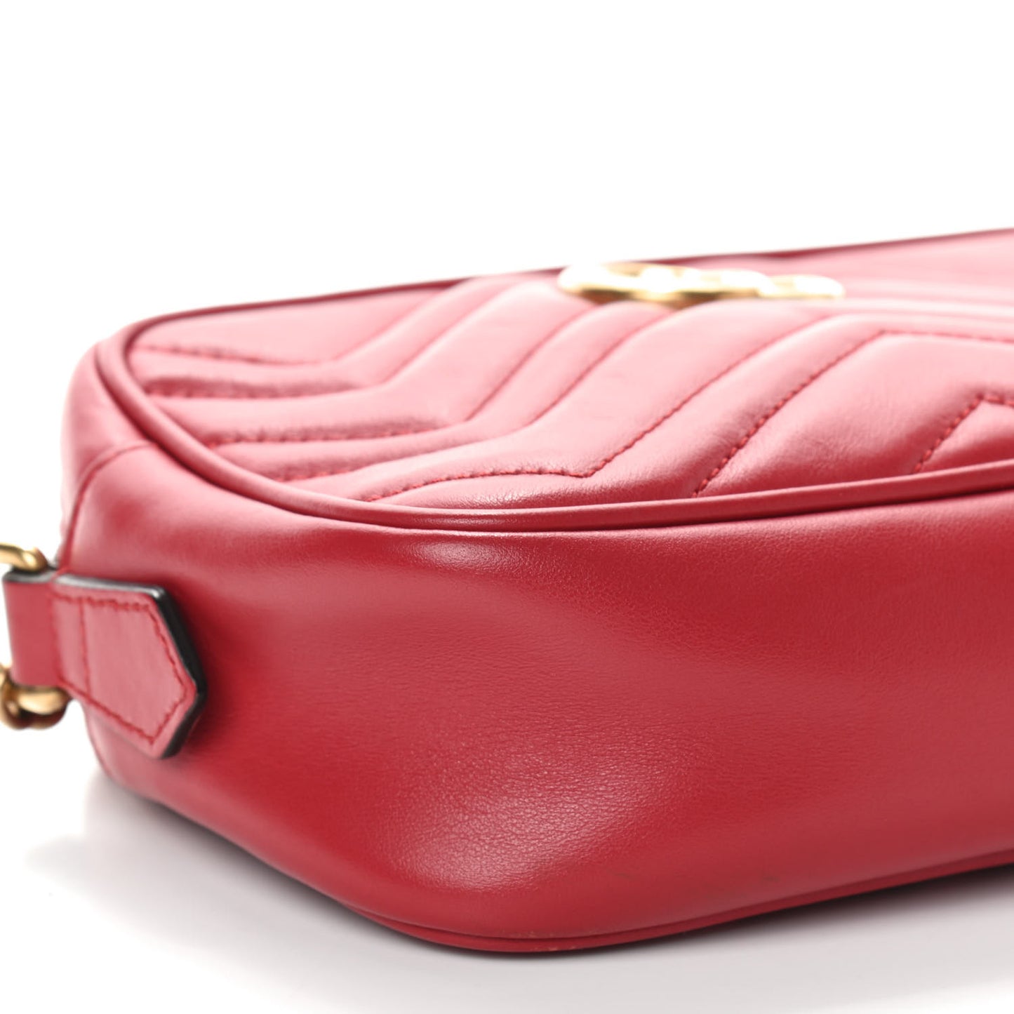Calfskin Matelasse Mini GG Marmont Chain Shoulder Bag Hibiscus Red