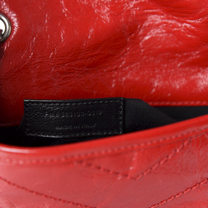 Saint Laurent Crinkled Calfskin Matelasse Monogram Niki Chain Wallet Red 8 of 10
