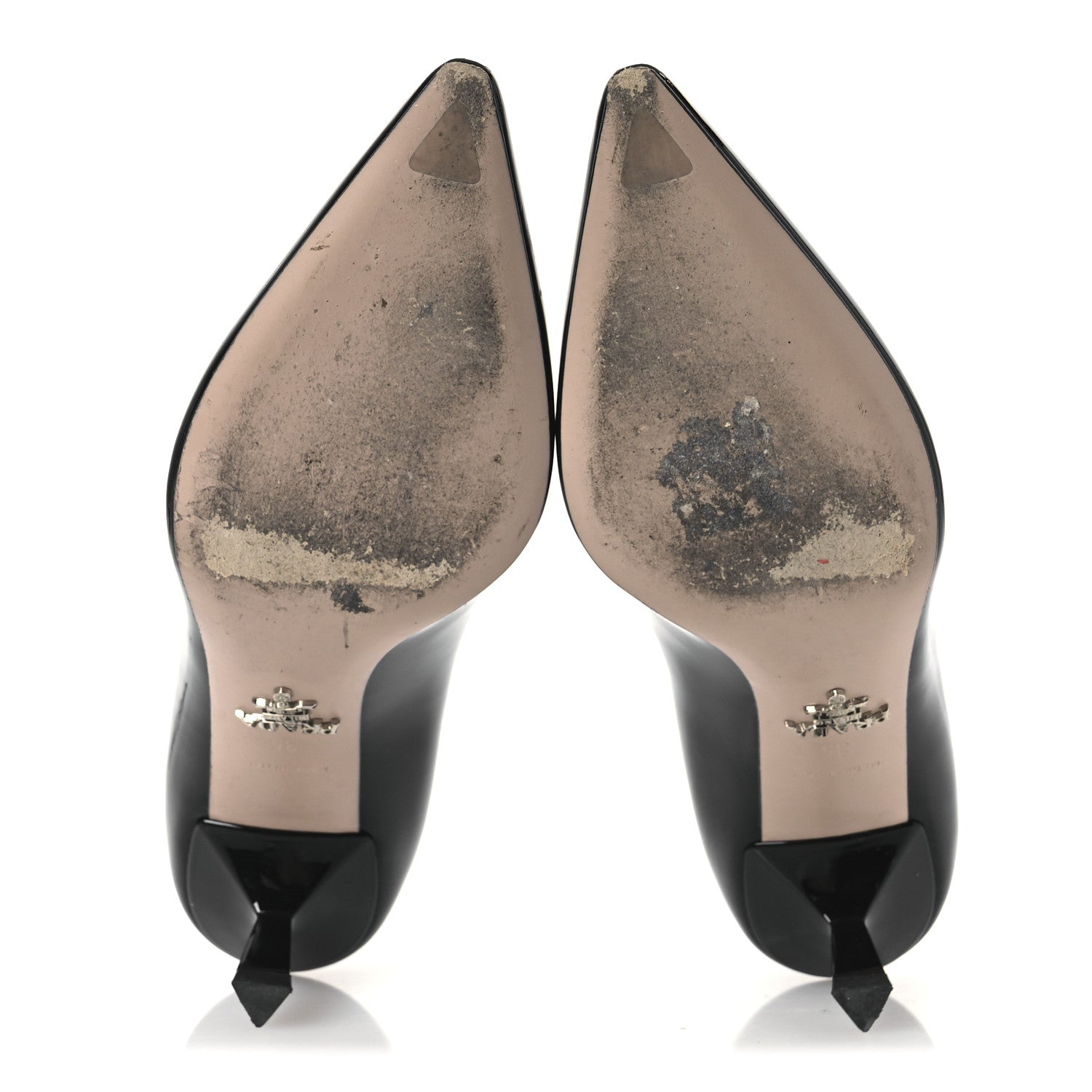 Prada Spazzolato Triangle Pointed Toe Pumps 35 Black 7 of 13