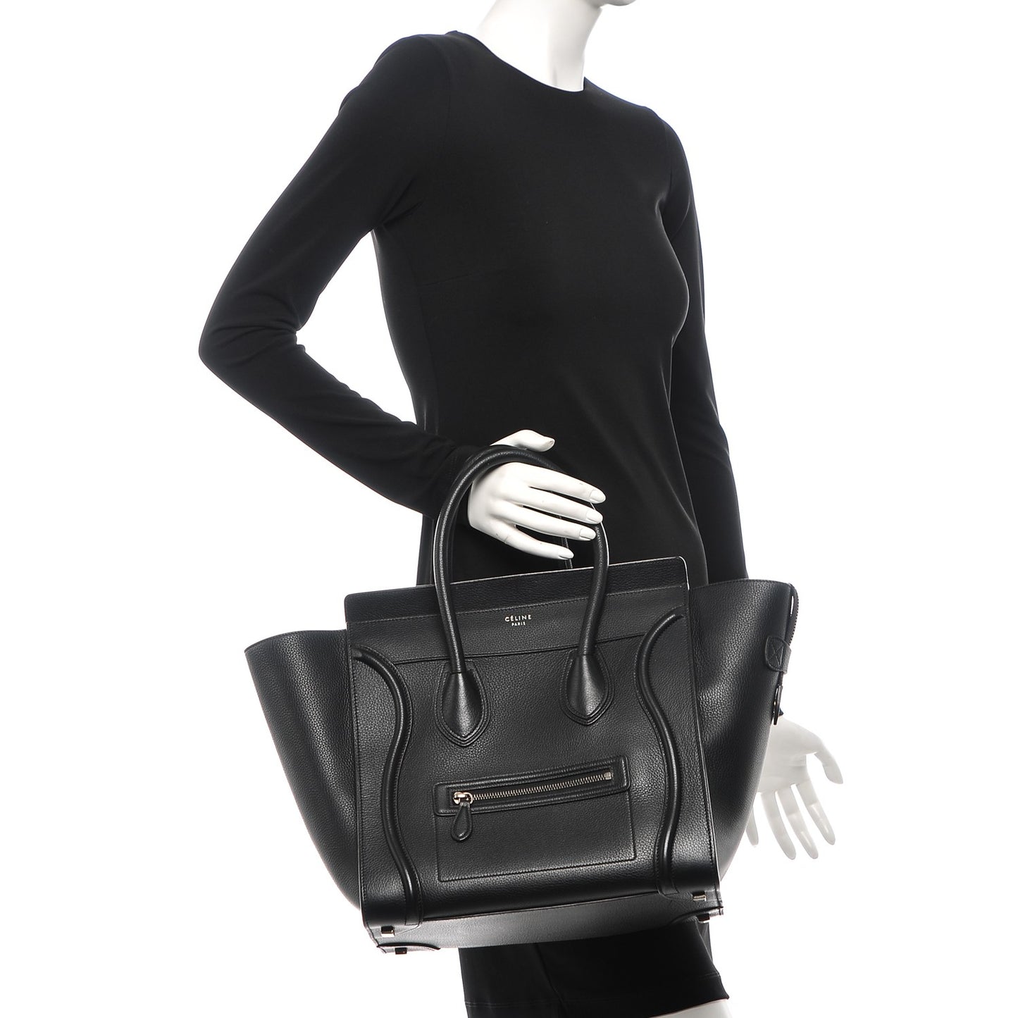Drummed Calfskin Mini Luggage Black