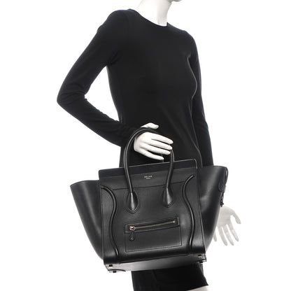 Celine Drummed Calfskin Mini Luggage Black 2 of 8