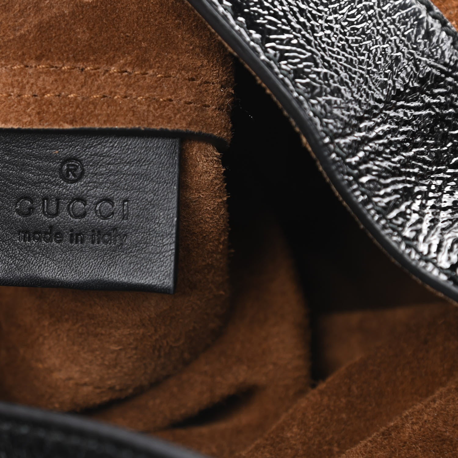 Gucci Suede Patent Web Large Ophidia Vertical Shopping Tote Nocciola Black 7 of 14