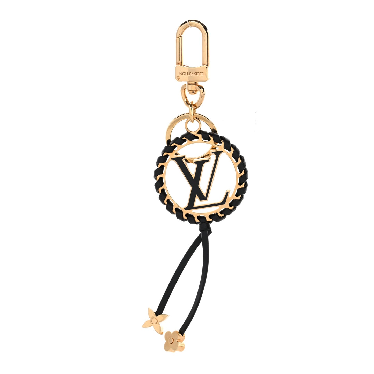 Metal Lambskin Enamel Very Bag Charm Key Holder Black