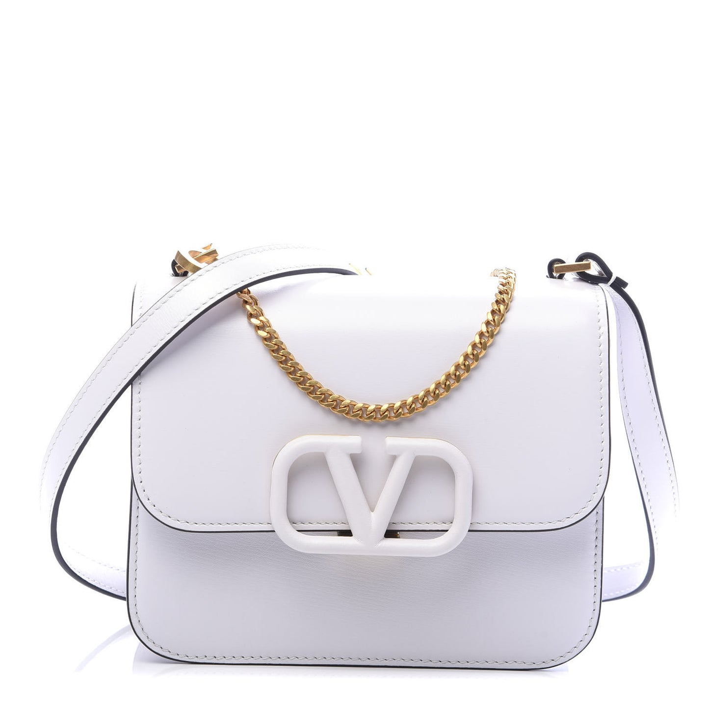 Smooth Calfskin Small VSling Shoulder Bag White