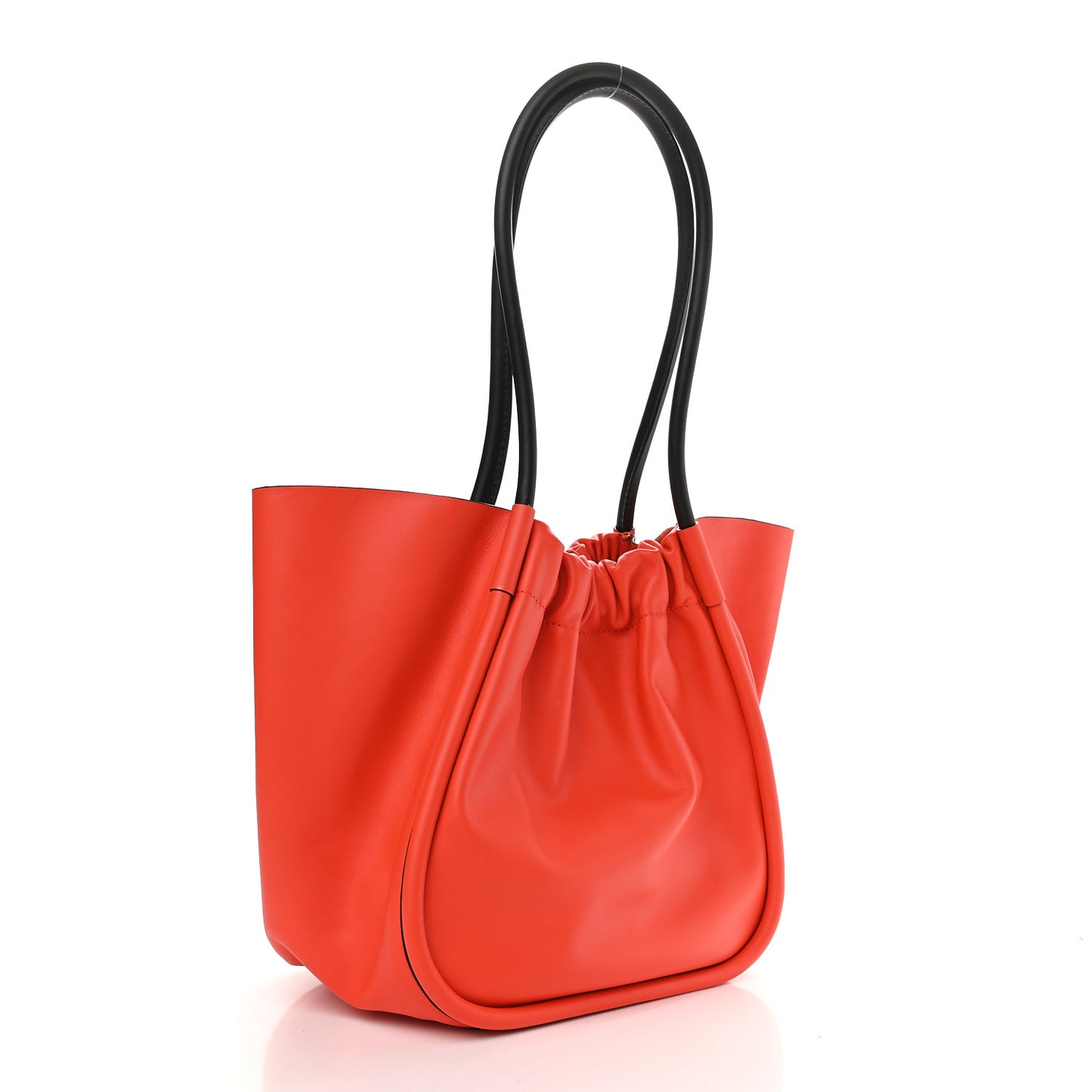 Calfskin Large Ruched Tote Red