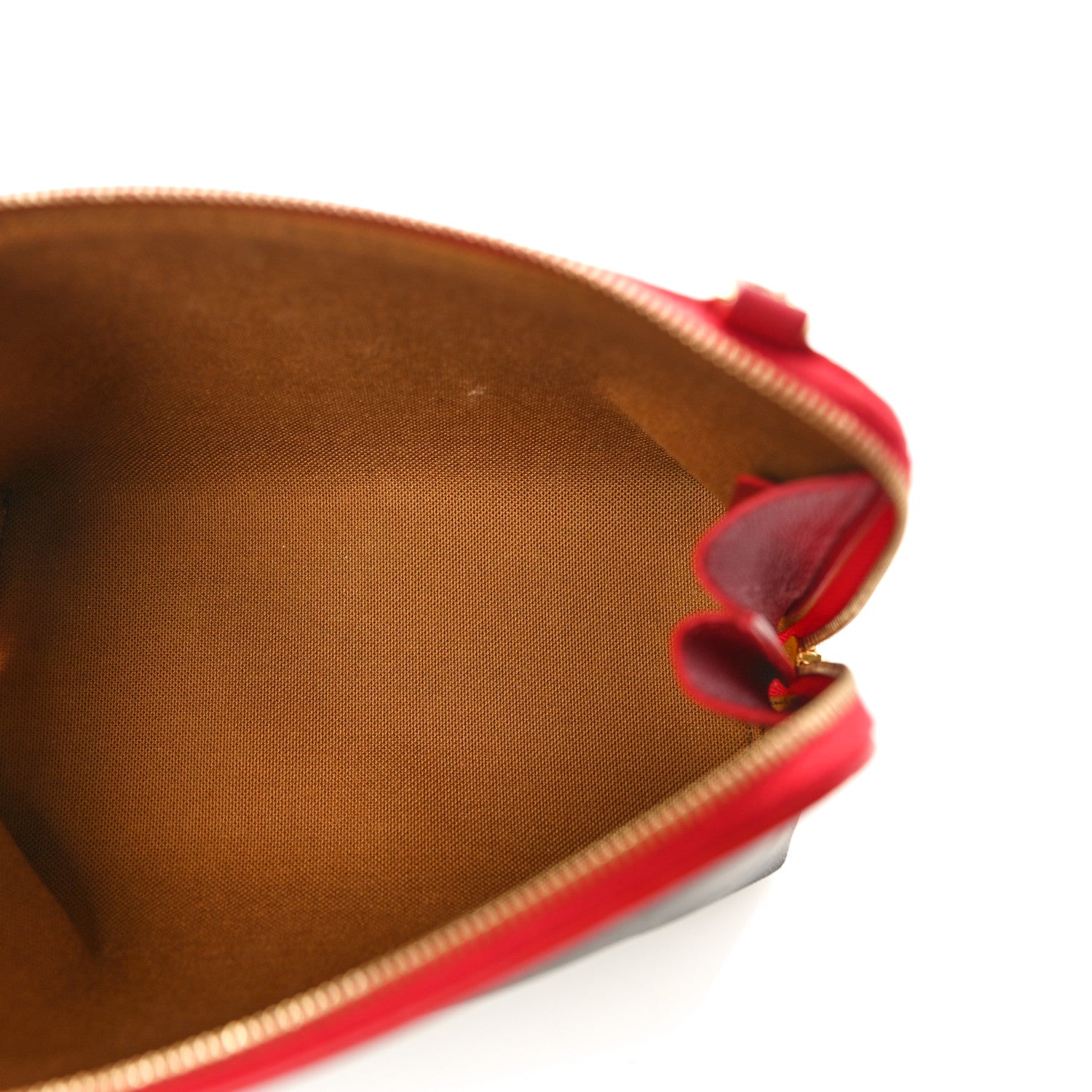 Celine Lambskin Triomphe Canvas Clutch With Chain Red 5 of 10
