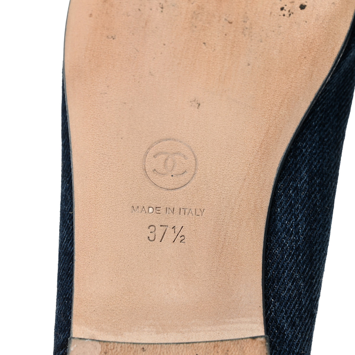 Denim CC Cap Toe Ballerina Flats 37.5 Navy Blue