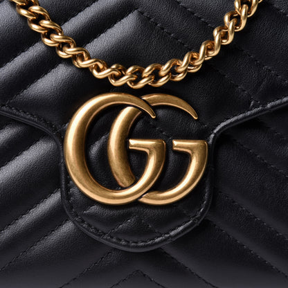Gucci Calfskin Matelasse GG Marmont Chain Wallet Black 8 of 10