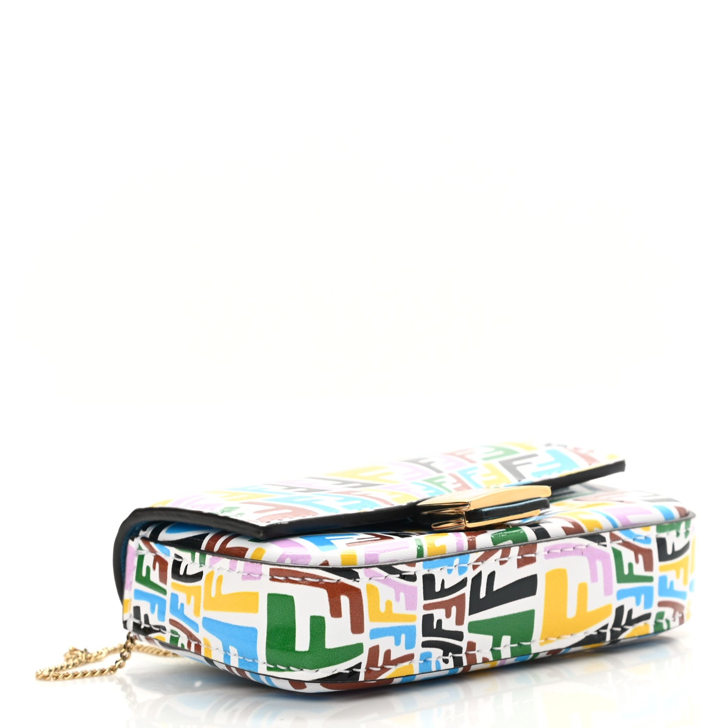 X SARAH COLEMAN Vitello Liberty Ceylon Micro FF Fish Eye Embossed Nano Baguette Charm Multicolor Cyber Blue