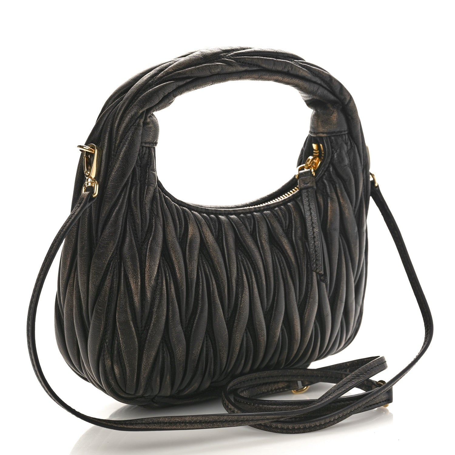 Miu Miu Nappa Matelasse Small Wander Hobo Sabbia Caffe 3 of 8