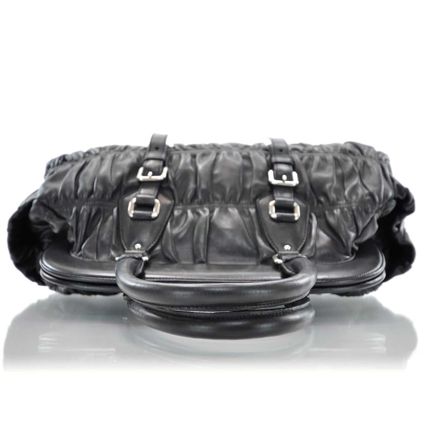 Nappa Leather Gaufre Framed Bag Nero Black
