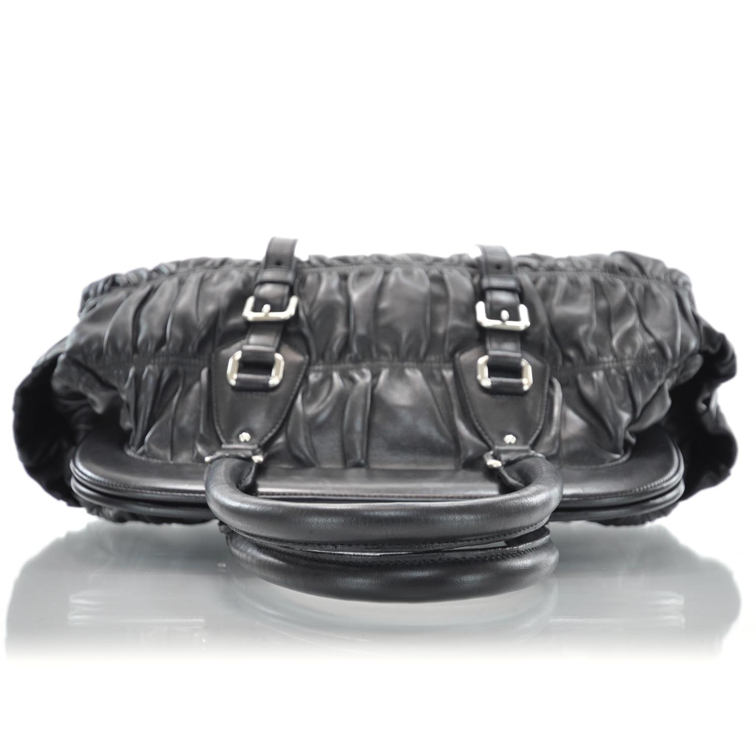 Prada Nappa Leather Gaufre Framed Bag Nero Black 5 of 9