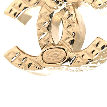 Chanel Textured Metal Crystal CC Earrings Gold 4 of 5