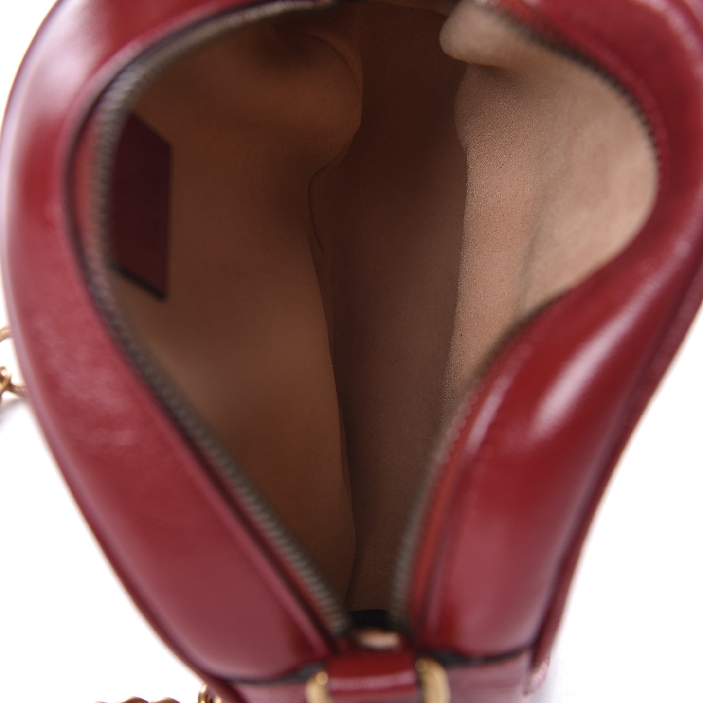 Glazed Calfskin Matelasse Heart Mini GG Marmont Round Shoulder Bag Romantic Cerise