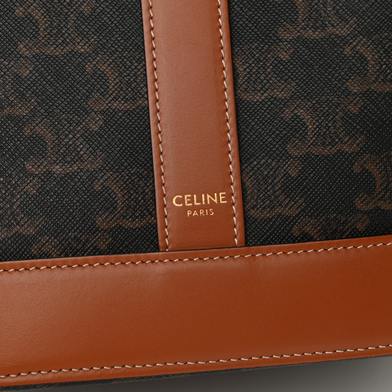 Celine Triomphe Canvas Calfskin Small Bucket Bag Tan 6 of 9