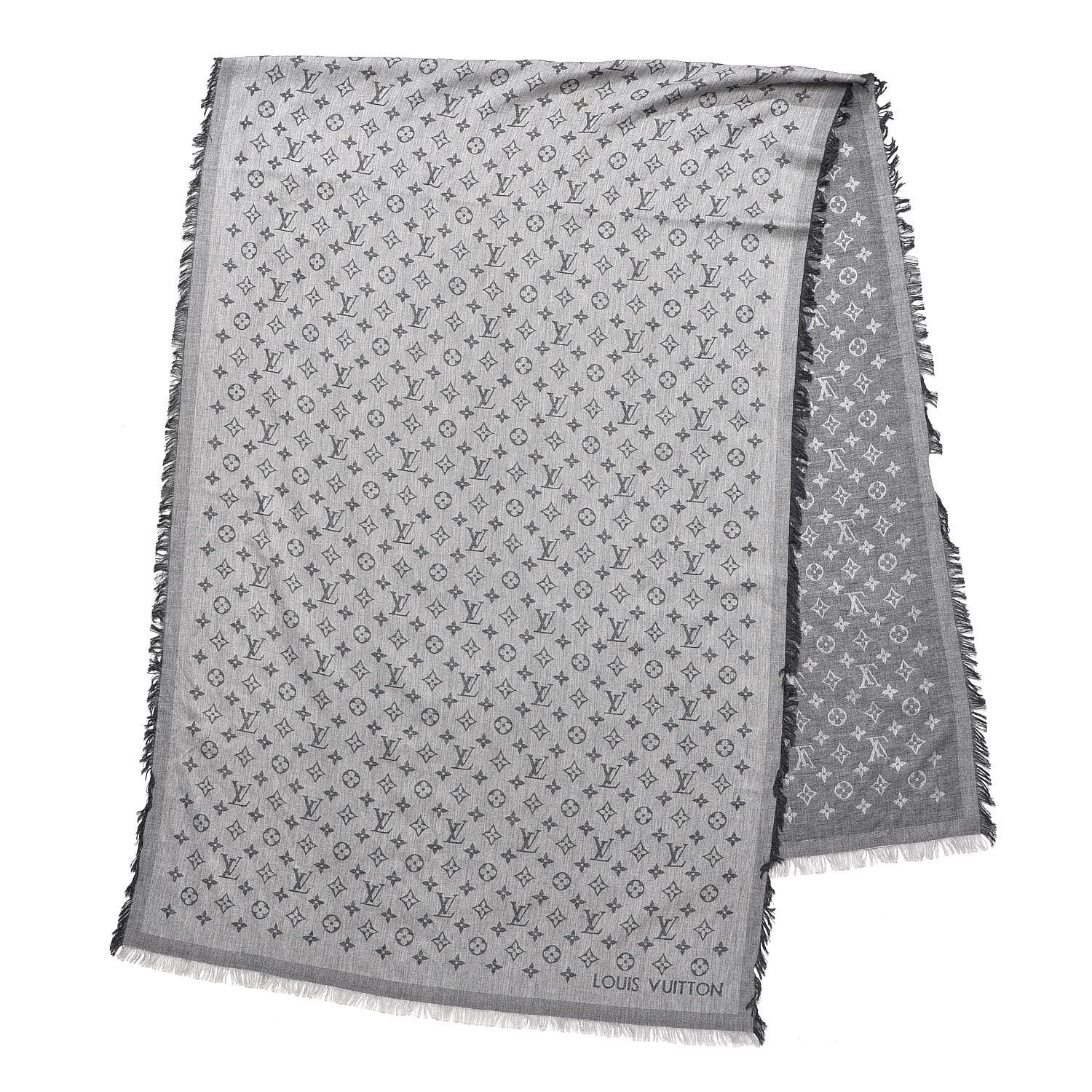 Louis Vuitton Cotton Monogram Essential Stole Gris 3 of 5