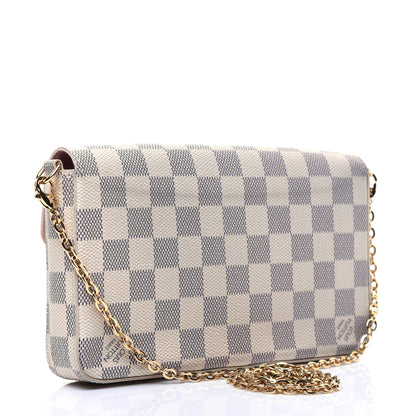 Louis Vuitton Damier Azur Pochette Felicie Chain Wallet Rose Ballerine 3 of 19