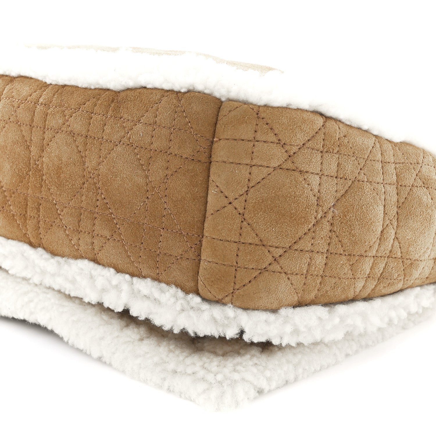 Christian Dior Shearling Cannage Large Caro Bag Camel 10 of 10