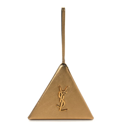 Saint Laurent Metallic Lambskin Pyramid Clutch Brome 1 of 8