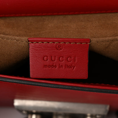 Gucci Calfskin Bee Embroidered Small Padlock Shoulder Bag Hibiscus Red 6 of 11