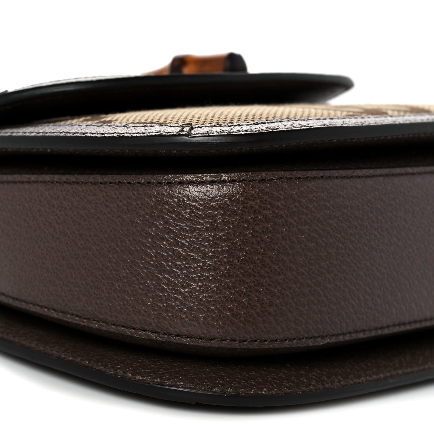 Monogram Jumbo GG Textured Dollar Calfskin Web Small Bamboo 1947 Top Handle Bag Camel Ebony New Acero