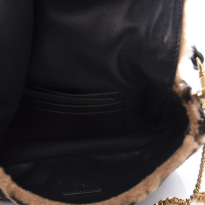 Fendi Shearling Vitello Dolce Macro FF 1974 Mini Baguette Tobacco Black 4 of 9
