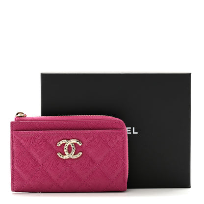 Chanel Caviar Quilted CC Zip Around Card Holder Dark Pink 8 of 8