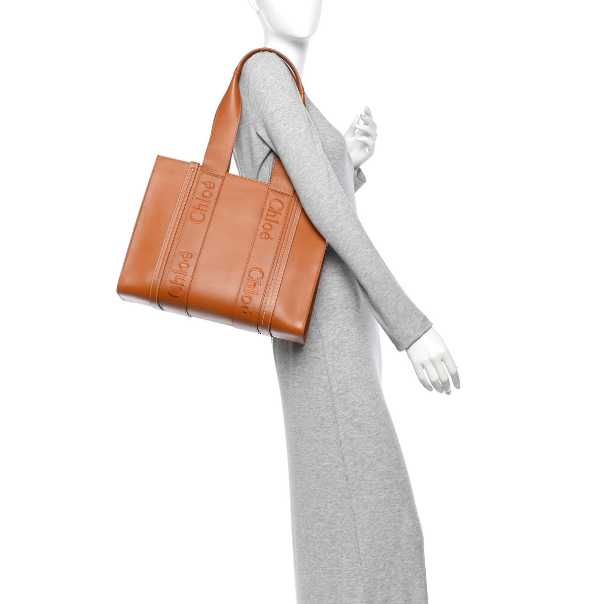 Calfskin Medium Woody Tote Caramel