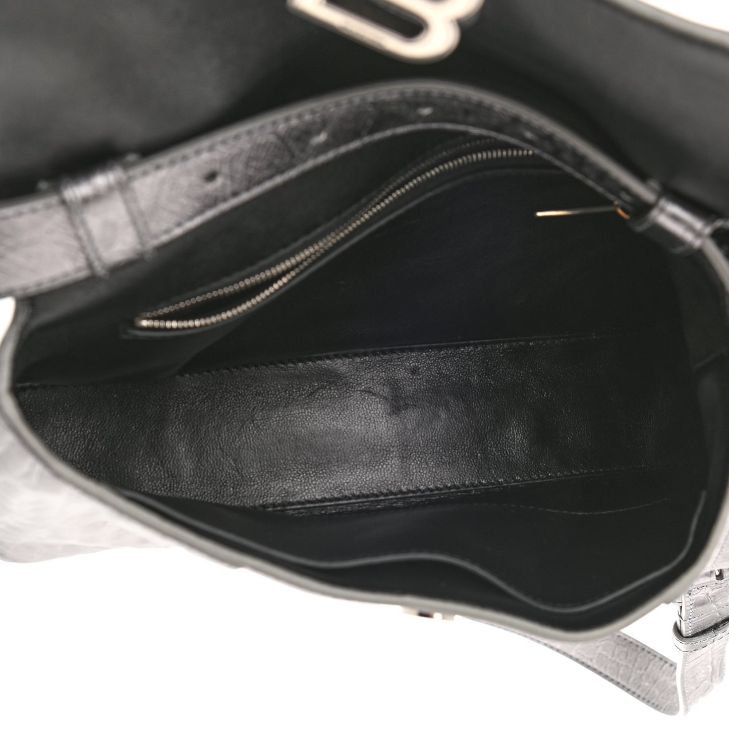 Metallic Calfskin Crocodile Embossed XS Downtown Shoulder Bag Silver