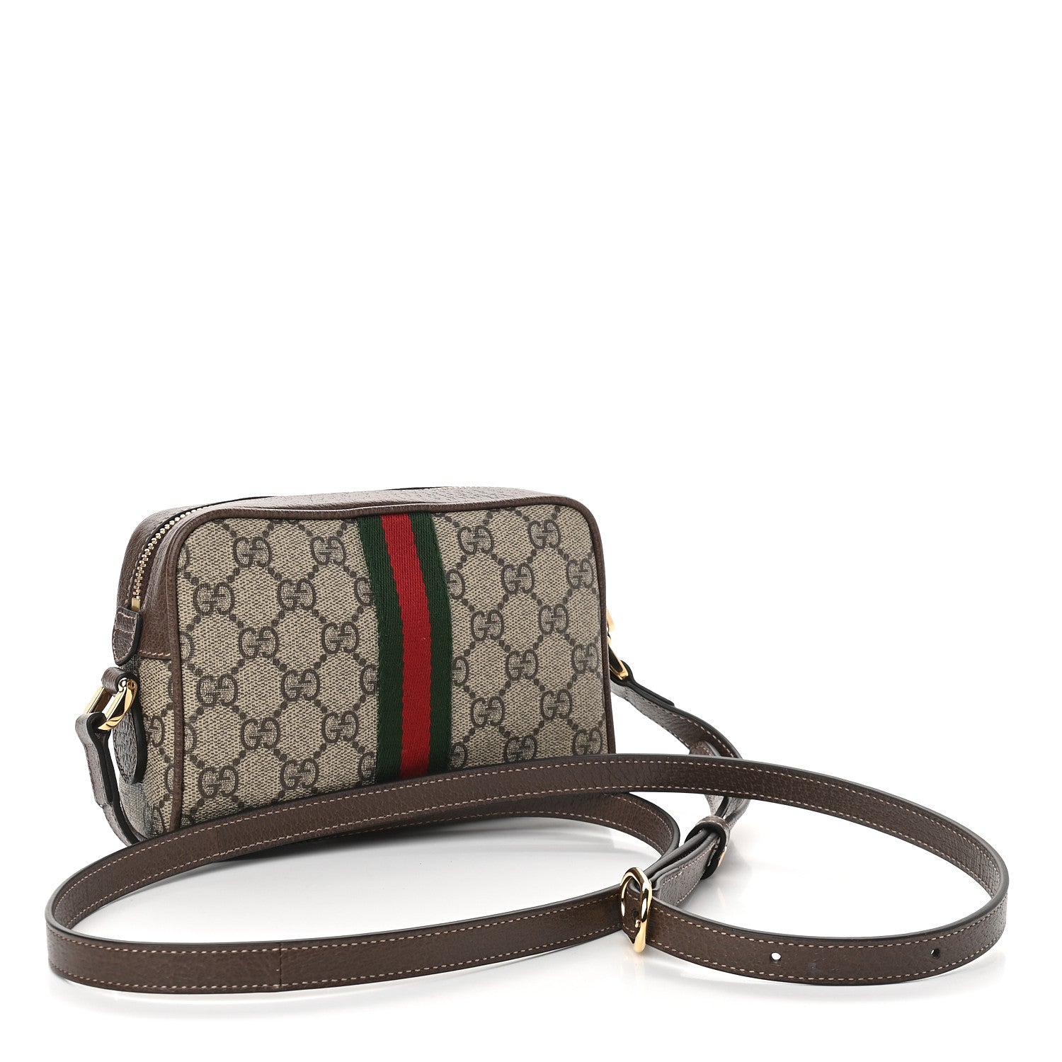 Gucci GG Supreme Monogram Web Mini Ophidia Shoulder Bag Brown 3 of 9