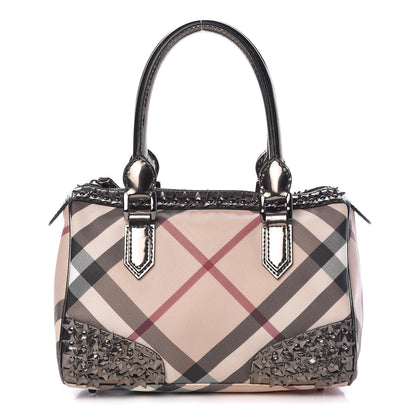 Burberry Patent Supernova Check Studded Stars Chester Bowling Bag Dark Nickel 1 of 10