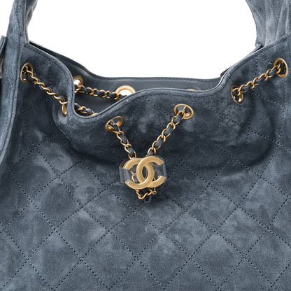 Chanel Suede Quilted Small Chanel 25 Handbag Blue 8 of 11