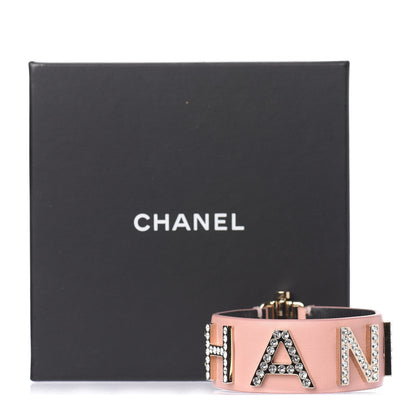 Chanel Calfskin Crystal Logo Cuff M Pink 6 of 7