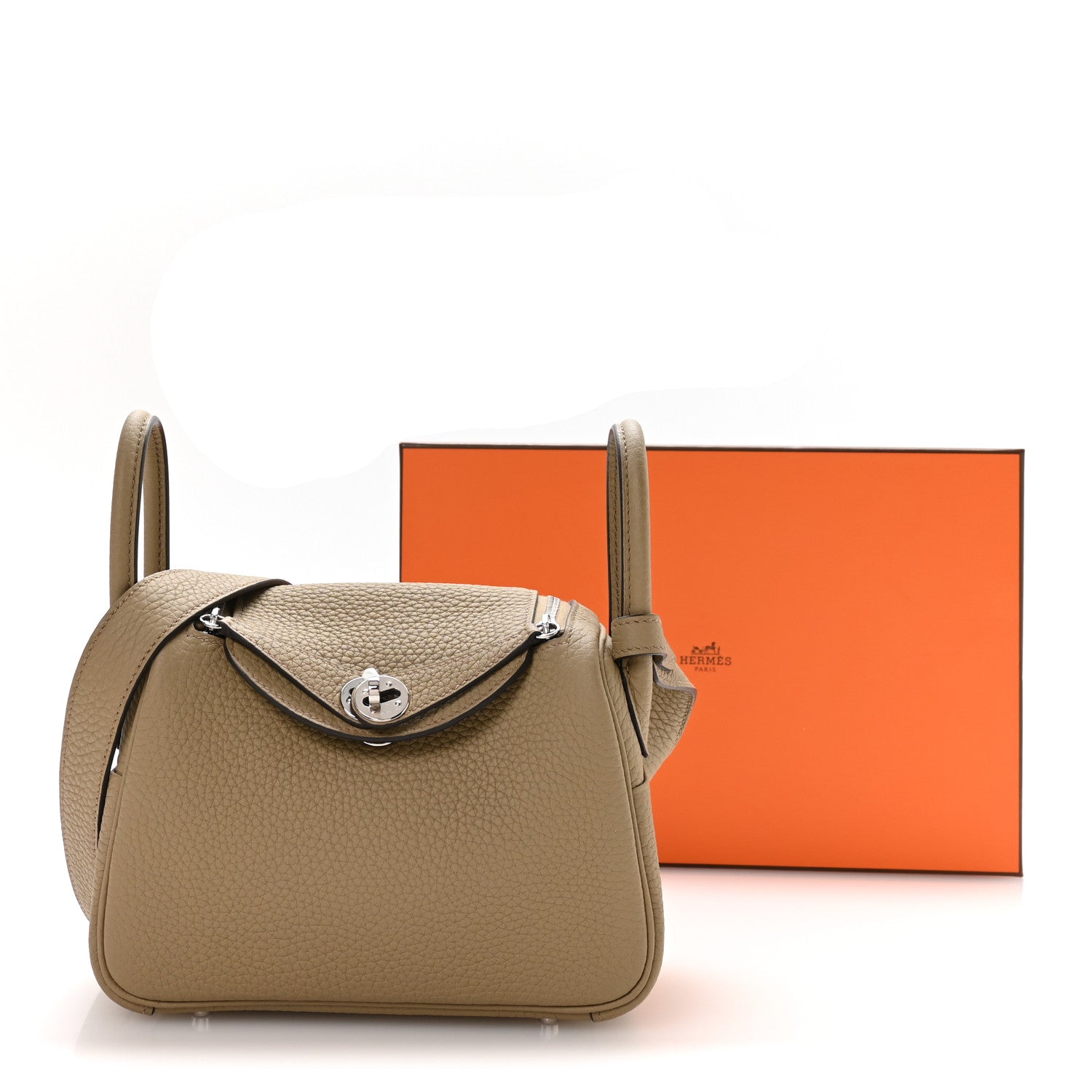 Hermes Taurillon Clemence Mini Lindy 20 Beige Marfa 11 of 11