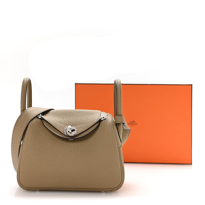 Hermes Taurillon Clemence Mini Lindy 20 Beige Marfa 11 of 11