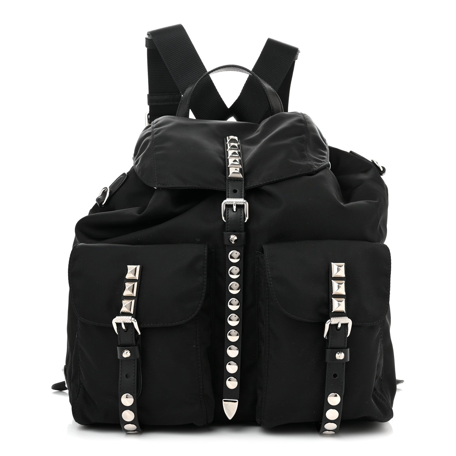 Prada Nylon New Vela Studded Backpack Black 1 of 9