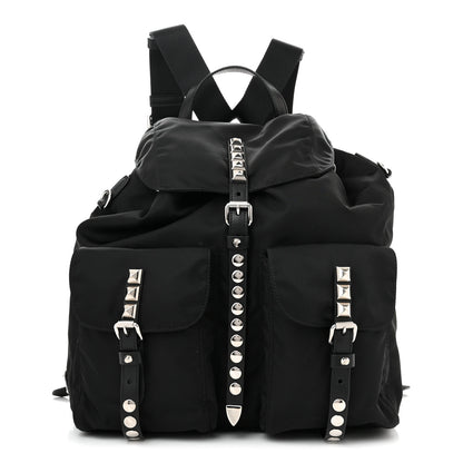 Prada Nylon New Vela Studded Backpack Black 1 of 9