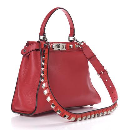 Fendi Vitello Seta Studded Medium Peekaboo Iconic Satchel Fiamma 2 of 10
