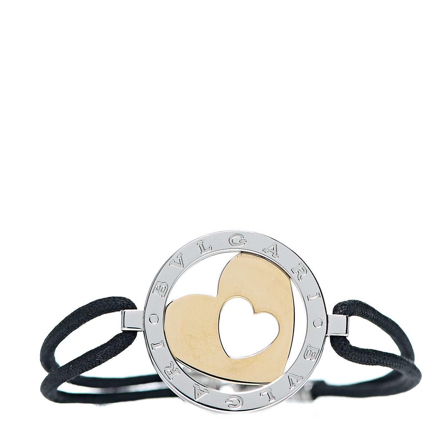 Bulgari Stainless Steel 18K Yellow Gold Tondo Heart Bracelet 1 of 4