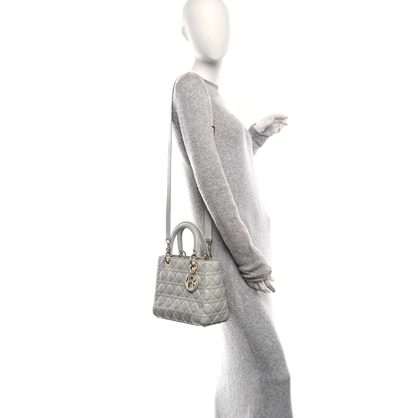 Lambskin Cannage Medium Lady Dior Grey