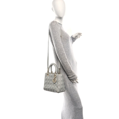 Christian Dior Lambskin Cannage Medium Lady Dior Grey 2 of 12