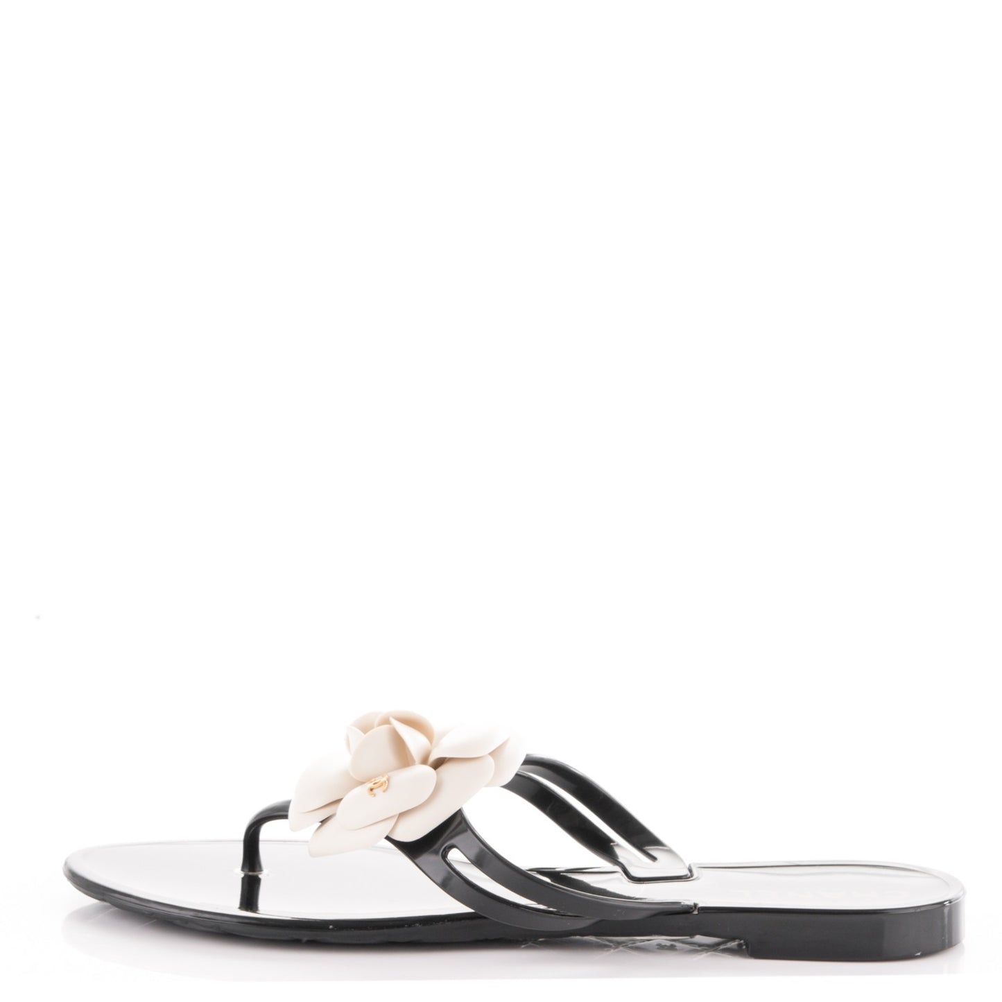 Jelly Camellia Thong Sandals 38 Black Ivory