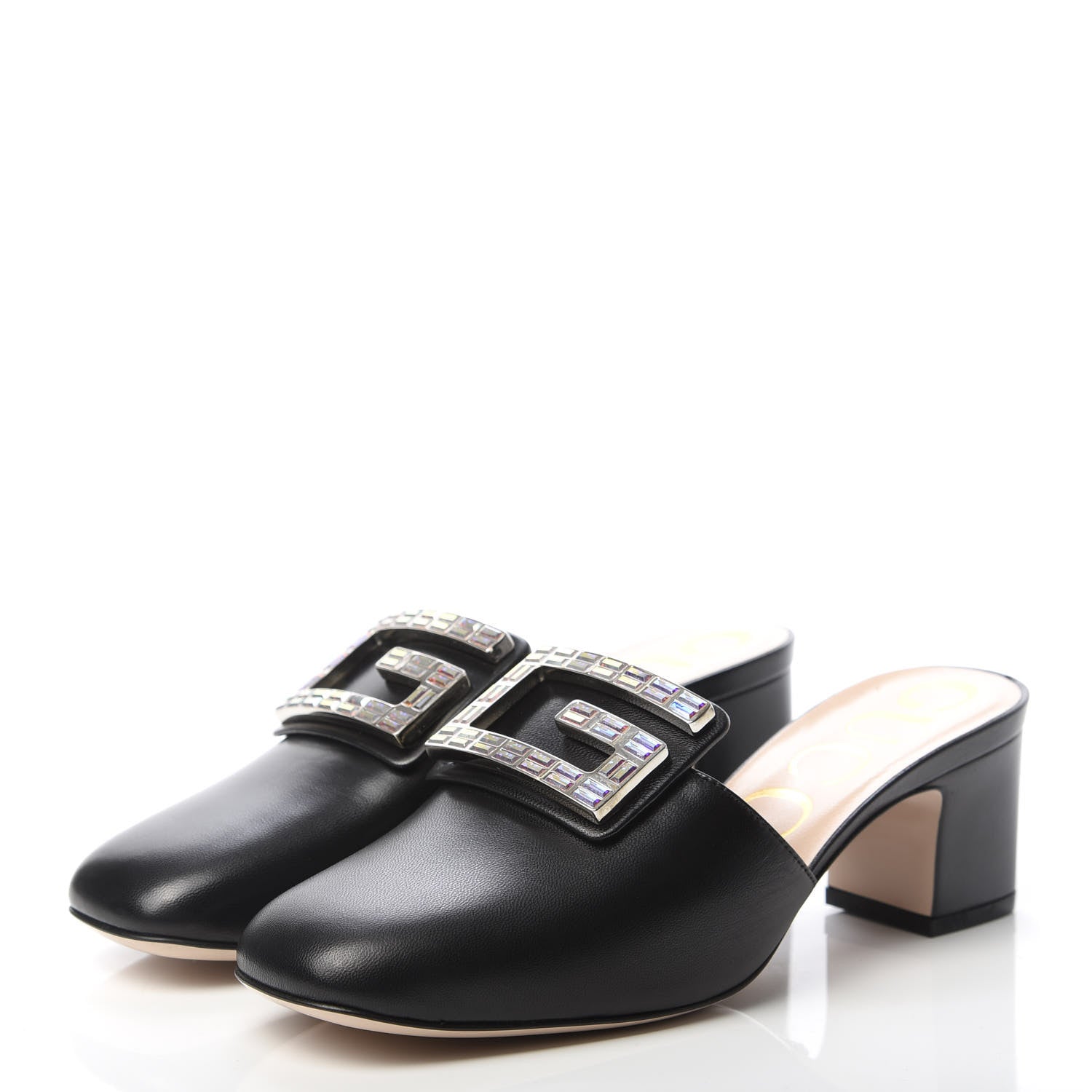 Gucci Malaga Kid Crystal Square G Madelyn Mules 36.5 Black 3 of 9