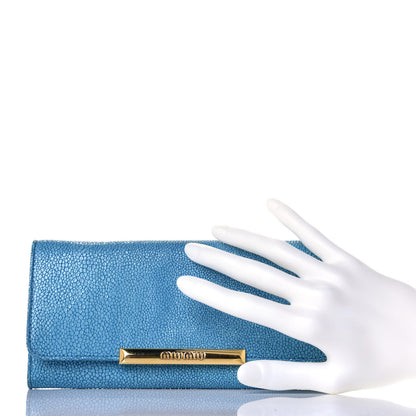 Miu Miu Stingray Continental Flap Wallet Blue 2 of 8